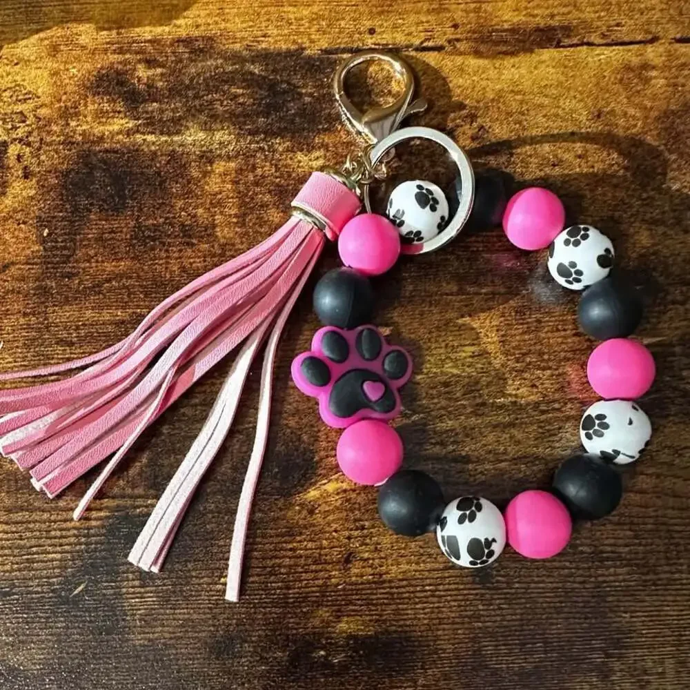 Pink Paw Wristlet Keychain